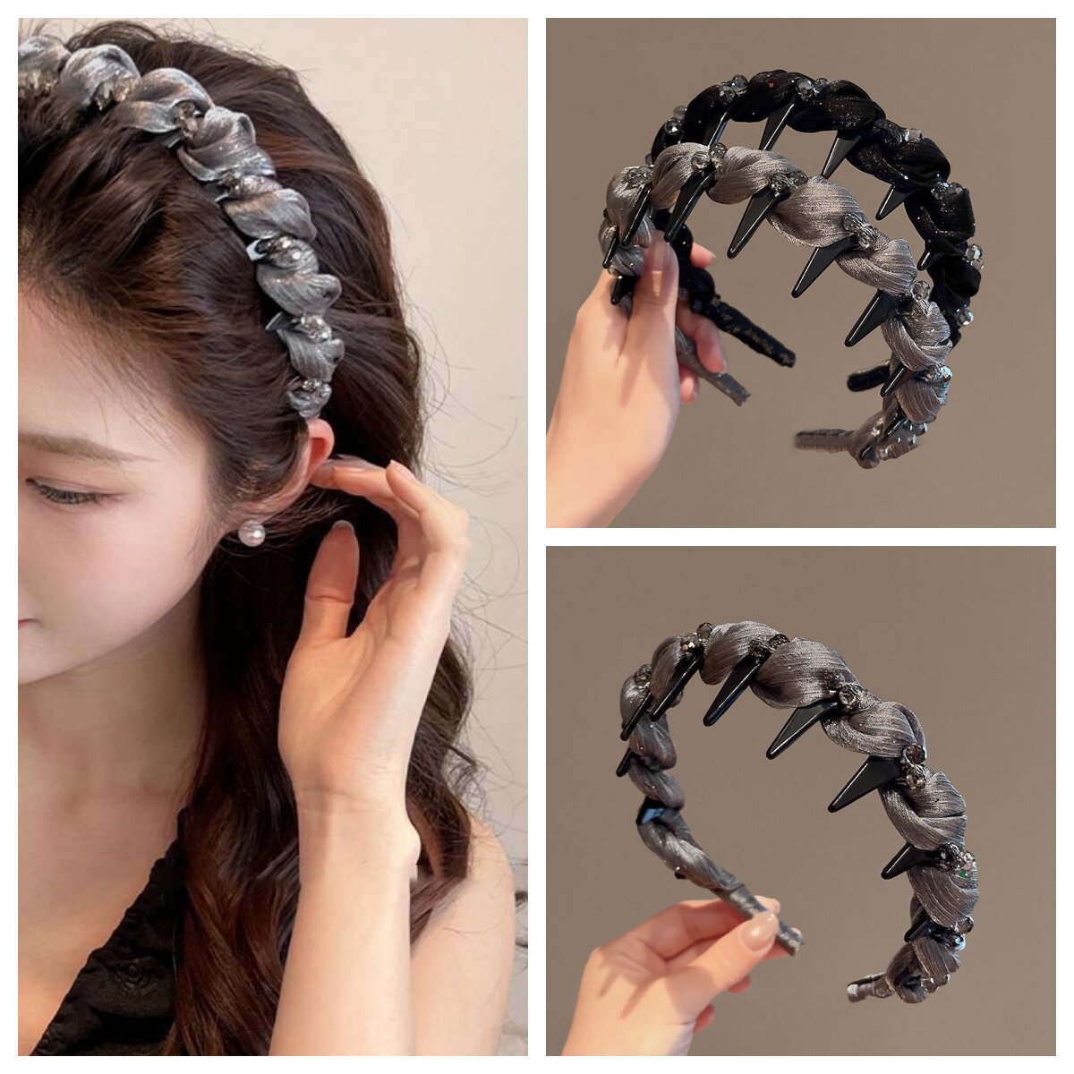 法式琉璃珠波浪发箍女高颅顶头箍