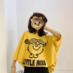 胸围150春夏女装后背字母印花宽松短袖卡通大件T恤上衣胖mm250斤