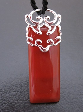 本命年生日礼物新婚诗美琪925银红玛瑙中国红祥云送福民族风项链