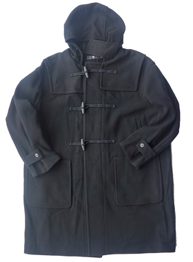 胸140-152CM加大码男商务休闲 全羊毛连帽牛角扣长款毛呢大衣2479