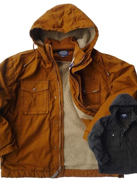 胸132-152CM加肥加大码胖男款秋冬 连帽摇粒绒多袋工装棉夹克2238