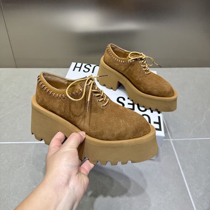 韩版厚底松糕鞋女棕色交叉绑带小个子百搭通勤德比鞋单鞋女916-12,女鞋,松糕（摇摇）鞋,淘宝优惠券,粉丝福利购,淘宝优惠卷