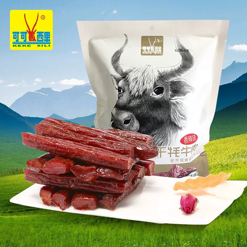 青海特产 可可西里风干牦牛肉干香辣五香味250g/袋 牛肉干
