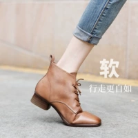 Martens, хлопковые ретро демисезонные утепленные короткие сапоги из мягкой кожи, ботинки, ботильоны, широкий устойчивый каблук