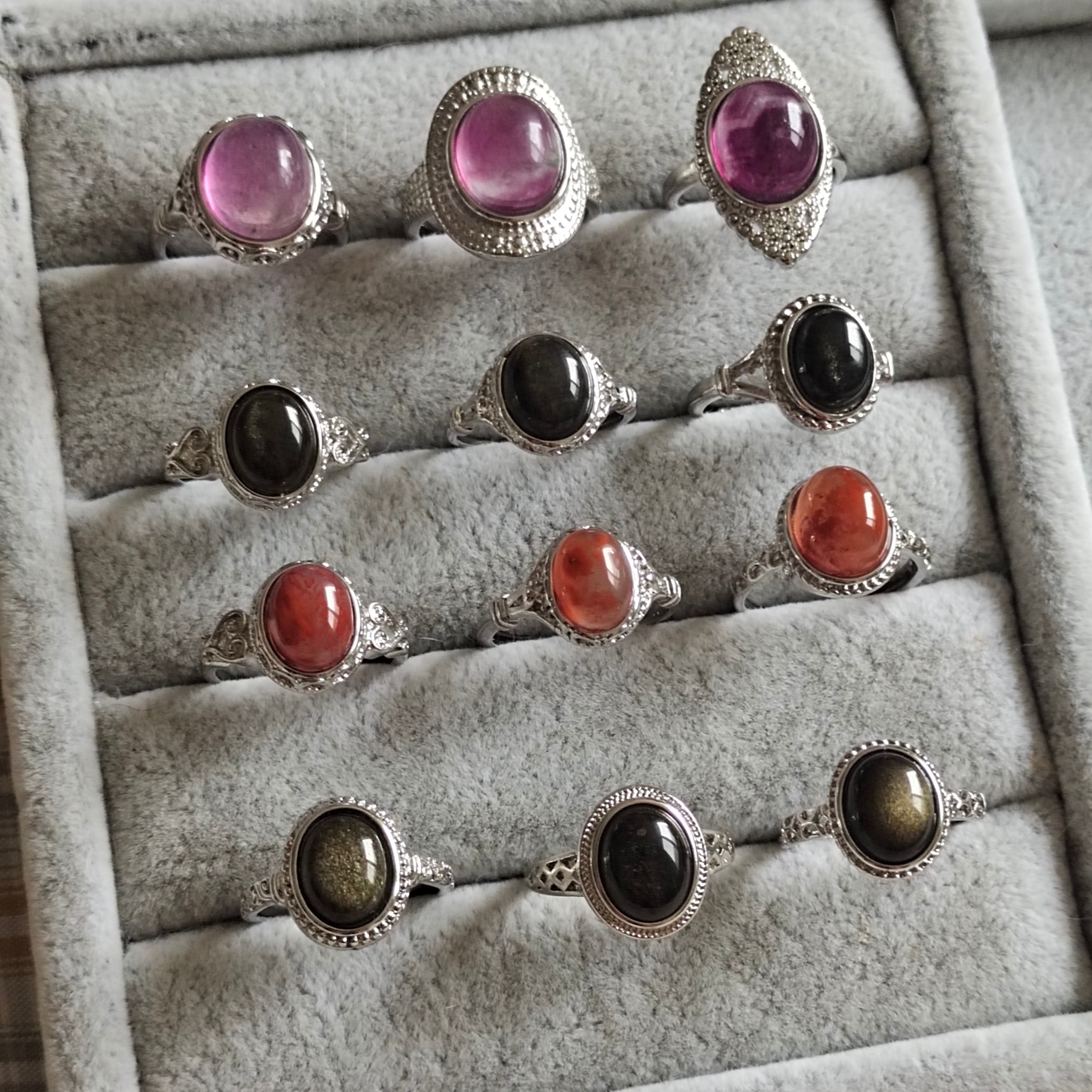 天然海蓝宝原石戒指女水晶活口