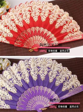 中国风烫金花朵舞蹈折扇
