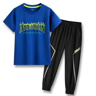 儿童速干短袖 男童运动套装 新款 两件套防蚊户外休闲跑步训 夏季 长裤
