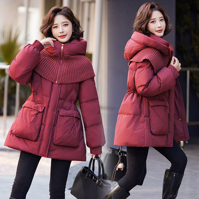 小众设计可拆卸针织连帽羽绒外套