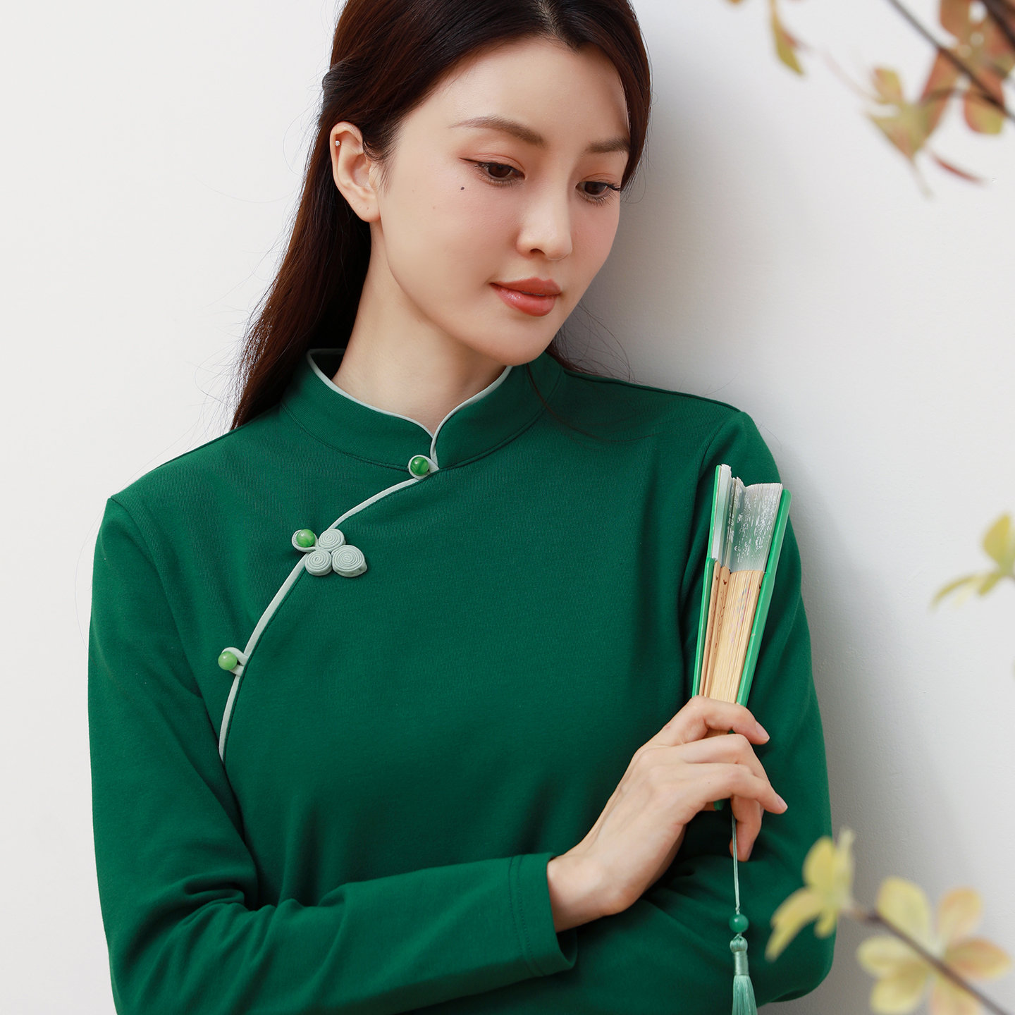 纯棉T恤秋冬复古盘扣立领打底衫百搭唐装禅衣茶服新中式加厚上衣