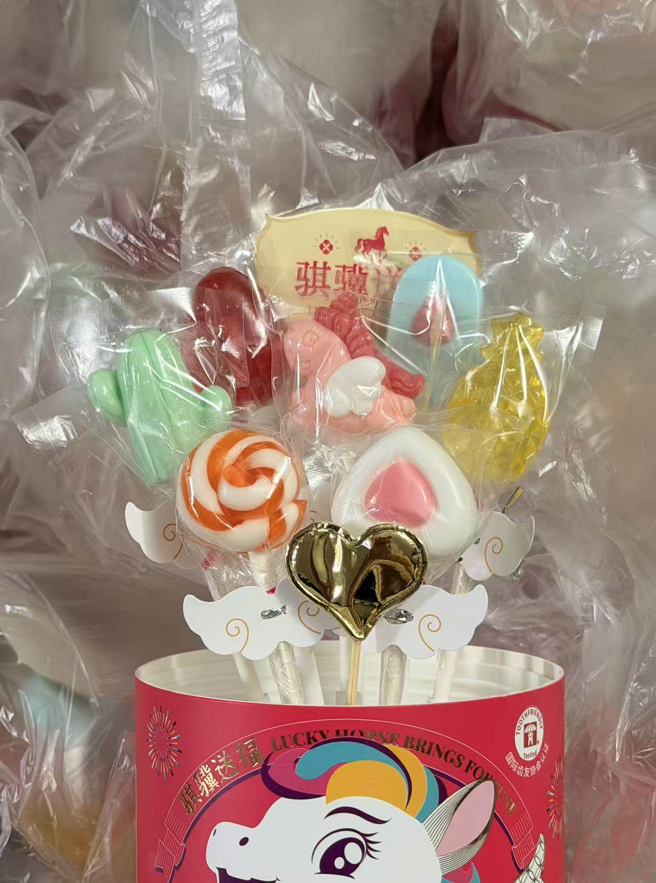 【10支装】飞享家0蔗糖棒棒糖儿童糖果新年造型节日礼物造型可爱