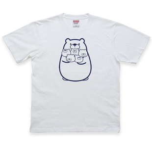 简约熊宝宝一家青春流行印花熊熊宽松大码春夏装打底圆领短袖T恤