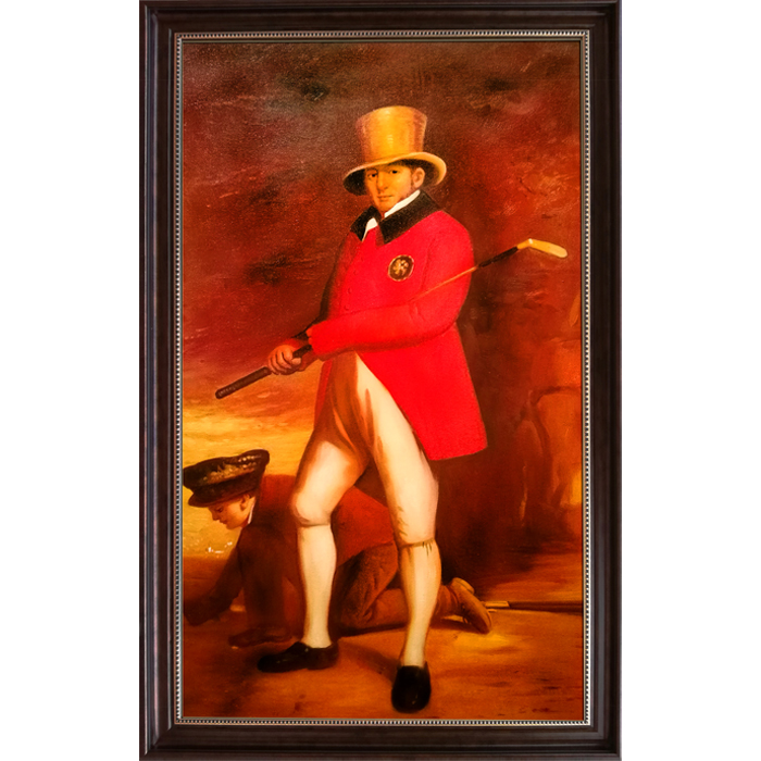 纯手绘高尔夫装饰画欧式复古玄关挂画16世纪娱乐休闲会所打球油画