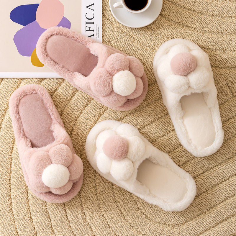 日本进口MUJI&Epsilon;棉拖鞋女秋冬季室内家居冬天厚底防滑可爱居家保暖