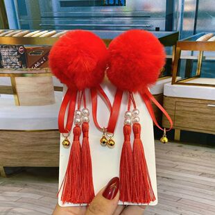 大毛球儿童汉服头饰古风发饰古装发夹女童拜年服饰品发卡女孩夹子