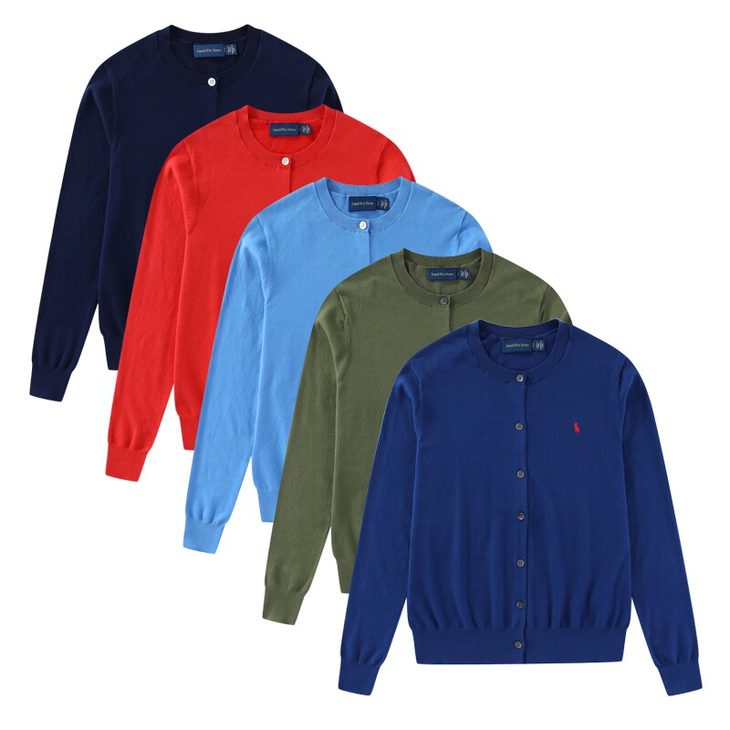 RL118 细线圆领长袖针织衫毛衣小马外套女修身显瘦开衫打底衫