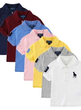 RL084男女中大童短袖T恤 基础款小马翻领 珠地纯棉