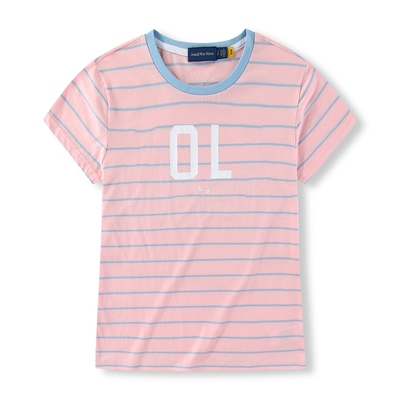 RL037女装圆领纯棉条纹夏季短袖T恤休闲宽松