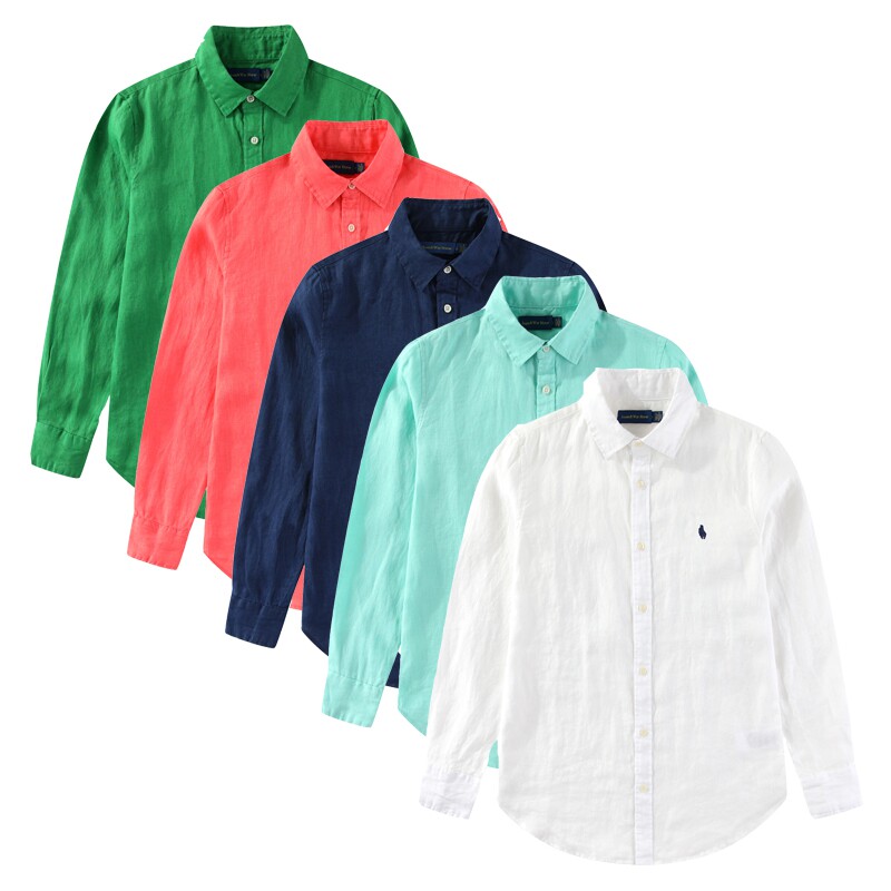 RL013 女装春夏亚麻衬衫小马标衬衣