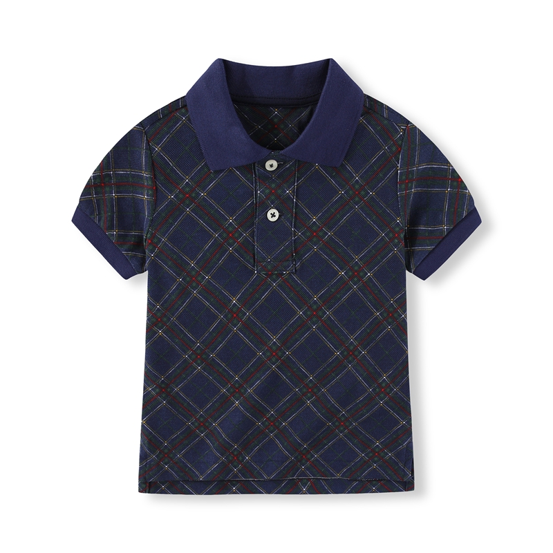 RL092-1男女中大童短袖T恤 小马经典斜格子翻领 珠地纯棉