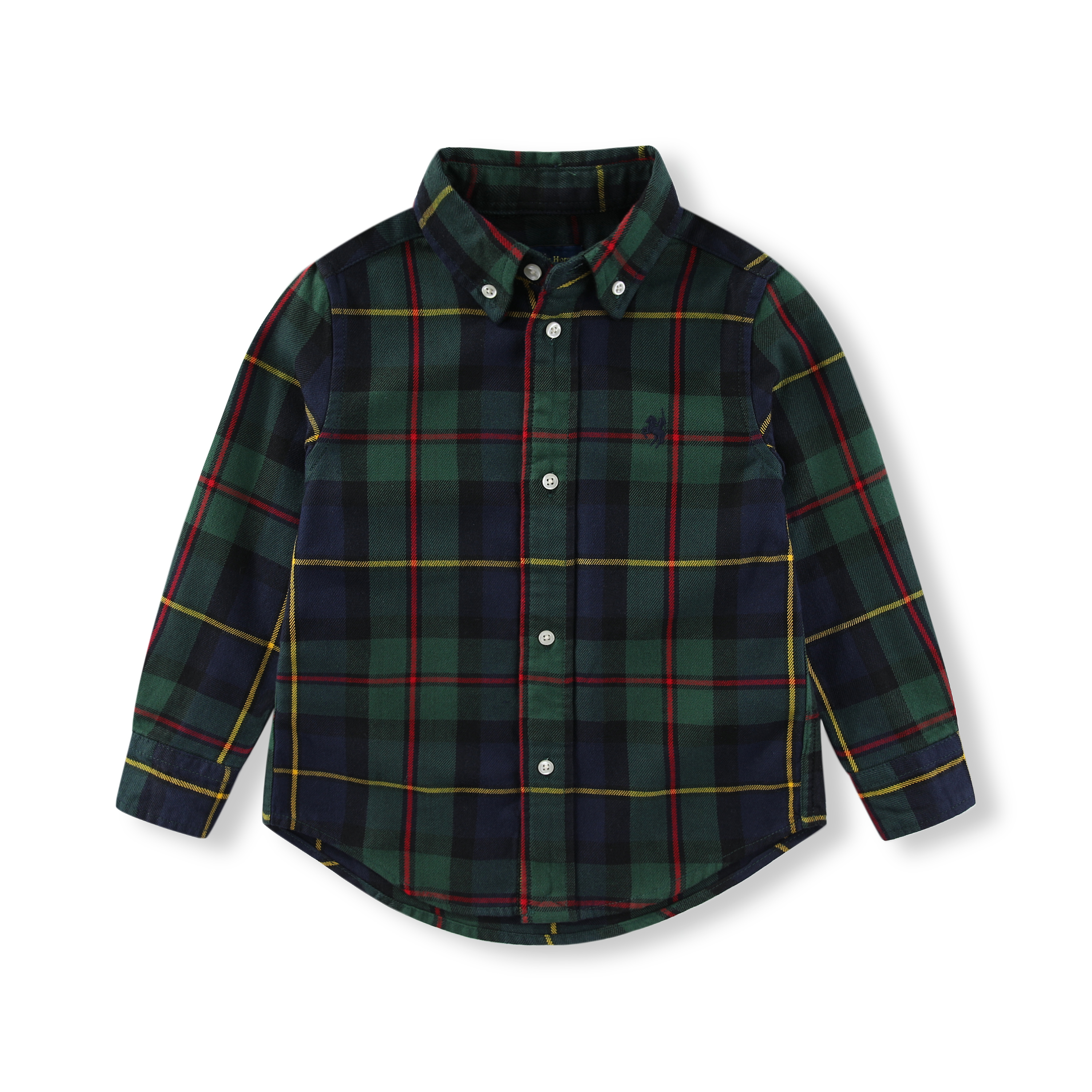 战马童装008-2男童格子翻领纯棉法兰绒厚款春秋中大童 衬衫