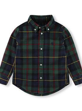战马童装008-2男童格子翻领纯棉法兰绒厚款春秋中大童 衬衫