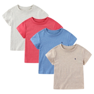RL083男女童短袖 圆领小马纯色基础款 夏季 T恤