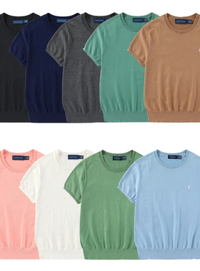 RL025 圆领短袖细线小马针织衫毛衣外套 新款