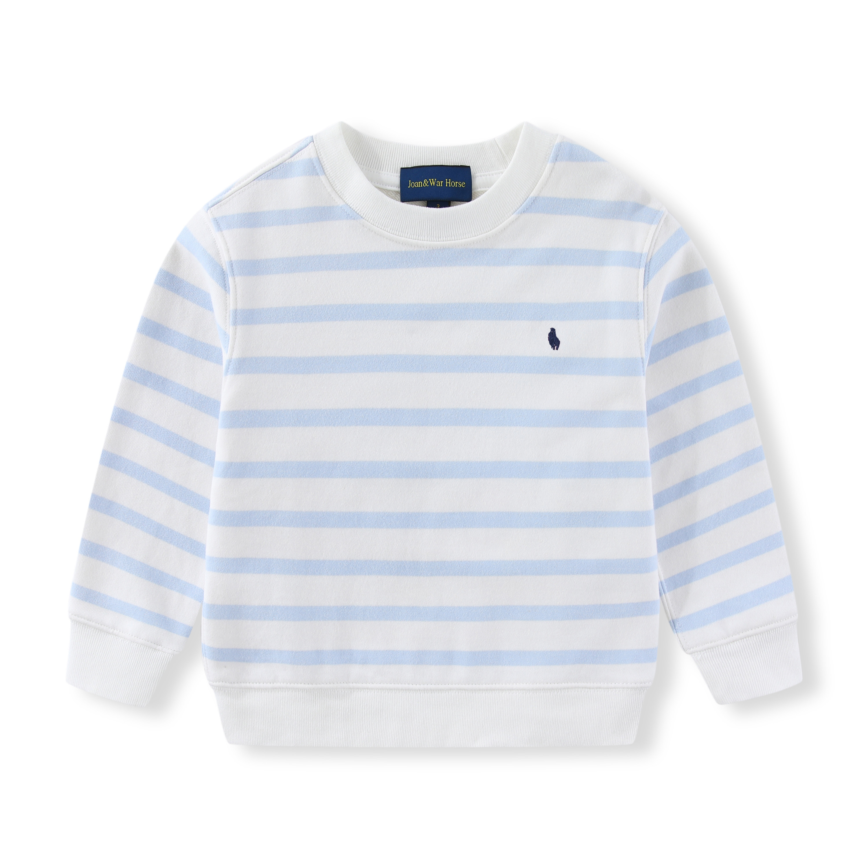 RL144男女童春秋纯棉棉圈条纹圆领卫衣