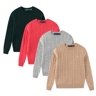 RL115女士圆领套头针织羊毛衫 原进口面料 麻花加厚打底 修身显瘦