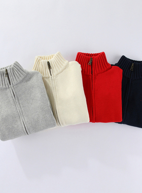 RL119标男女童针织衫拉链开衫外套纯棉线衣毛衣春秋冬季