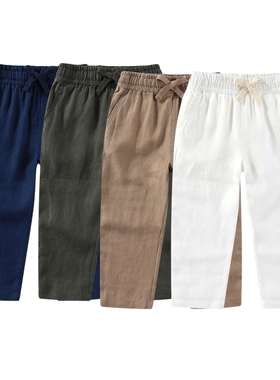 RL016男女童亚麻夏季长裤 百搭小马休闲裤 中大童