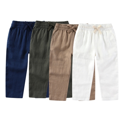 RL016男女童亚麻夏季长裤 百搭小马休闲裤 中大童