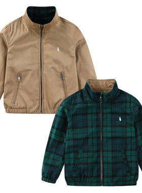 RL150-2男女童小马标春秋厚款双面休闲夹克外套休闲风拉链中大童