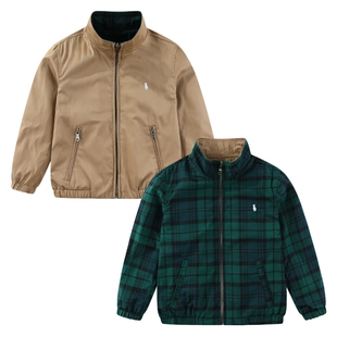 RL150 双面休闲夹克外套休闲风拉链中大童 2男女童小马标春秋厚款