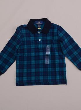 RL057 男童大珠地纯棉经典款格子长袖衫 春秋中大童