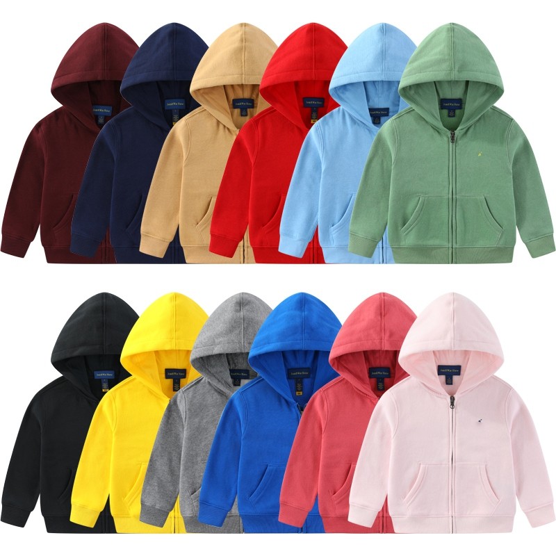 RL112男女童小马拉链连帽卫衣抓绒春秋外套中大童厚抓毛