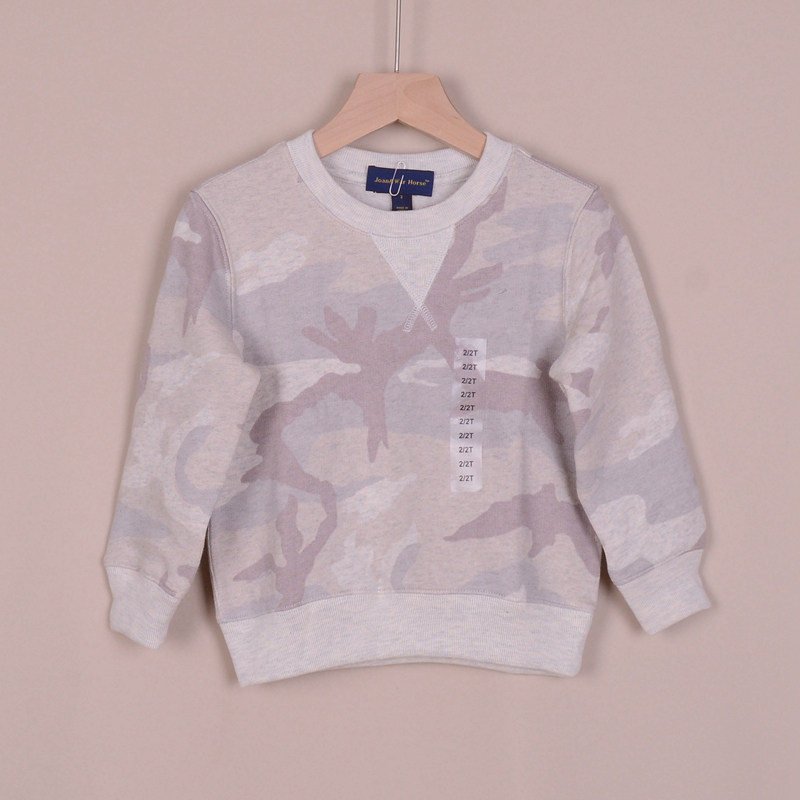 113RL男女童圆领抓绒卫衣小马仔抓毛中大童外套秋冬新款迷彩上衣