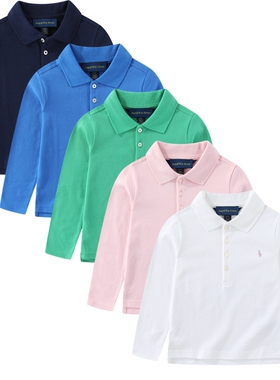 RL025  长袖T恤小马女童休闲中大童翻领春秋珠地棉春秋