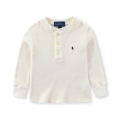 中大童 RL071男女童小马纯棉华夫格三粒扣长袖 打底 春秋