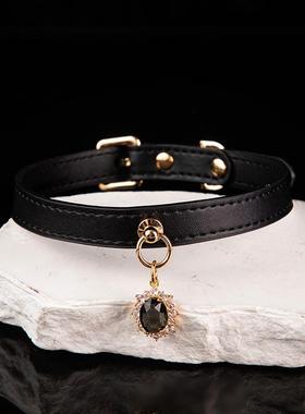 真皮项圈吊坠牛皮choker男女K9外出可戴饰品女M情侣定制刻字脖圈