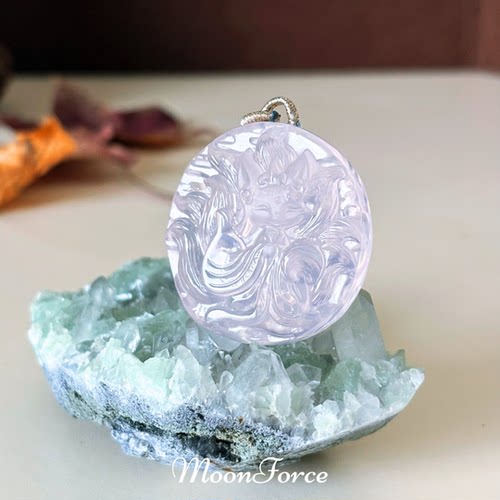 【龙栖仙狐】天然莫桑比克粉水晶九尾狐吊坠精致仙女风狐牌锁骨链