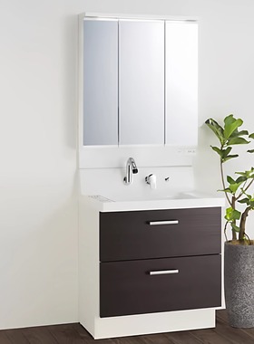 日本直邮LIXIL骊住全滑轨式整体浴室柜75厘米LED三重镜面防雾涂层