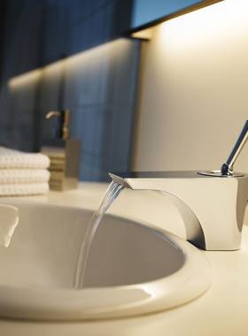 日本直邮SANEI台面式单孔扁嘴节水龙头 洗脸盆混合龙头适用于浴室