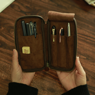【复刻全新】&Liebe 同款手工牛皮皮革拉链笔袋手帐文具笔盒
