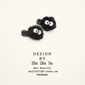 可爱煤球毛绒发夹女韩国侧边刘海夹子2025新款 网红头饰发卡发饰品