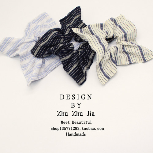 ZHUZHUJIA条纹大肠圈方形发圈