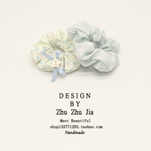 新款 蓝色波点头绳韩系大肠发圈女高级感慵懒风扎头发发饰盘发绳女