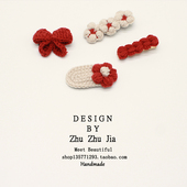 红色发夹新年发饰蝴蝶结夹子女毛线发卡子韩国网红2023年新款 头饰