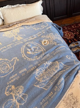 livingbank软糯糯复古针织毯可爱ins办公室午睡盖毯沙发巾床毯子