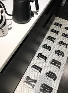 livingbank原创INS北欧风马赛克几何地砖厨房地垫防水防油防滑垫